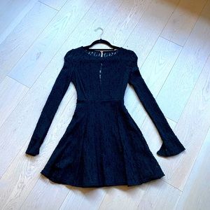 Free People XS long sleeve lace black dress. NWT